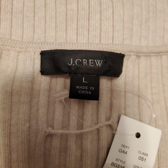 NEW J. Crew Merino Blend Ribbed Henley Sweater Dress Heather Flax Size L Neutral - Picture 5 of 8